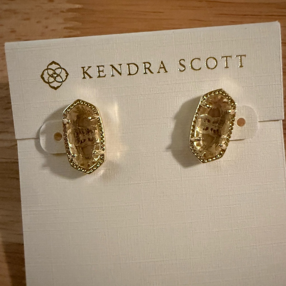 Kendra Scott Gold Tone Faceted Clear Stud Earrings
